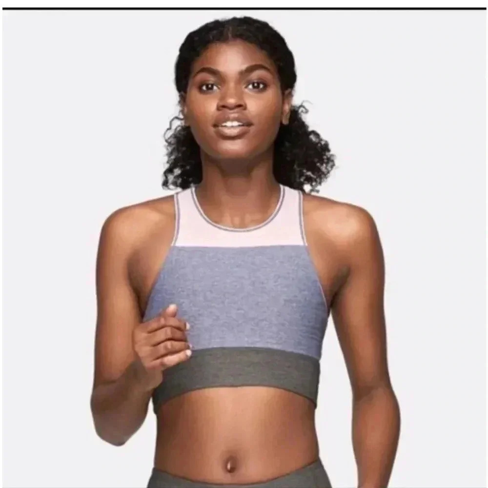 Outdoor Voices Slashback Crop Top Tri-Tone Colorblock Sports Bra M